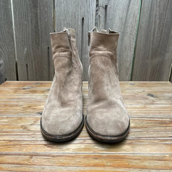 Paul Green Nora Hydro Bootie Womens 8 Tan Suede Stacked Heel Zip Boot - Picture 11 of 16